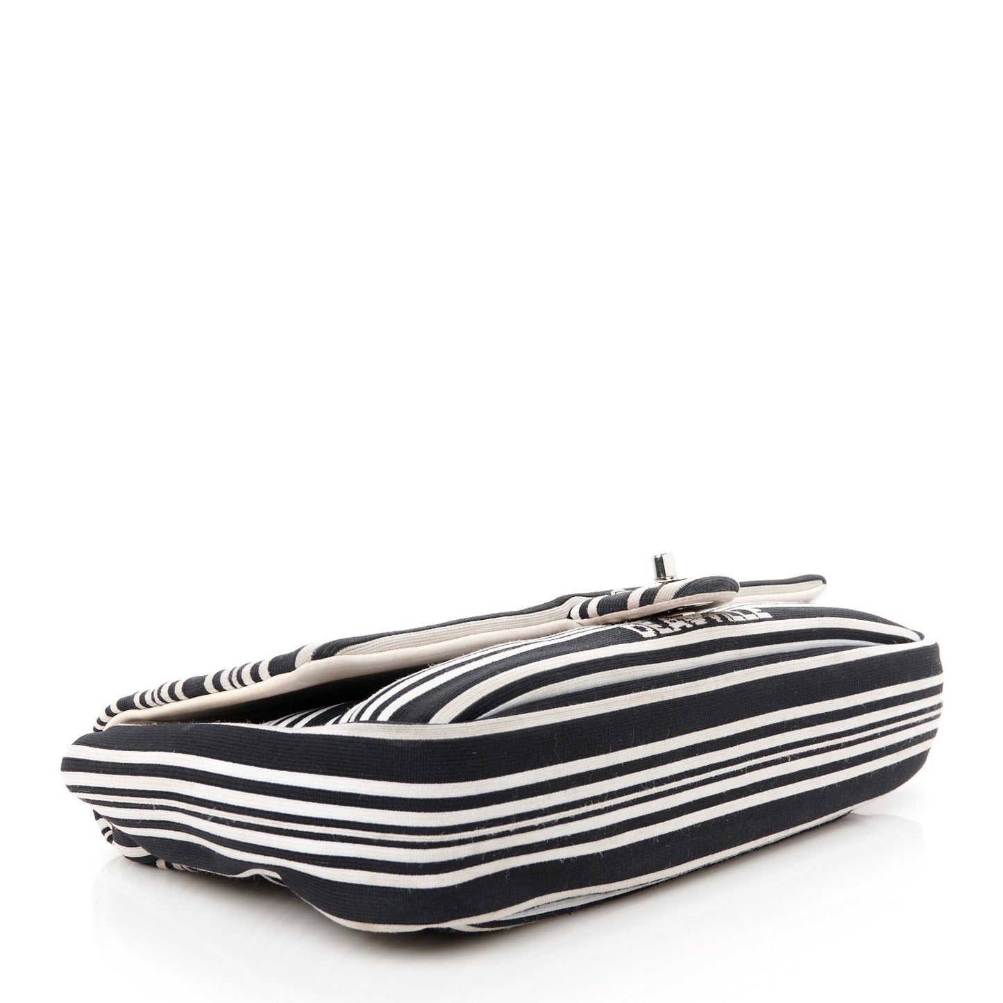 Mixed Fibers Lambskin Venise Biarritz Flap Bag Black White