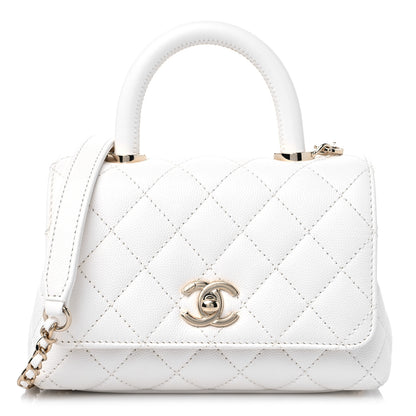Chanel Caviar Quilted Extra Mini Coco Handle Flap White 1 of 10
