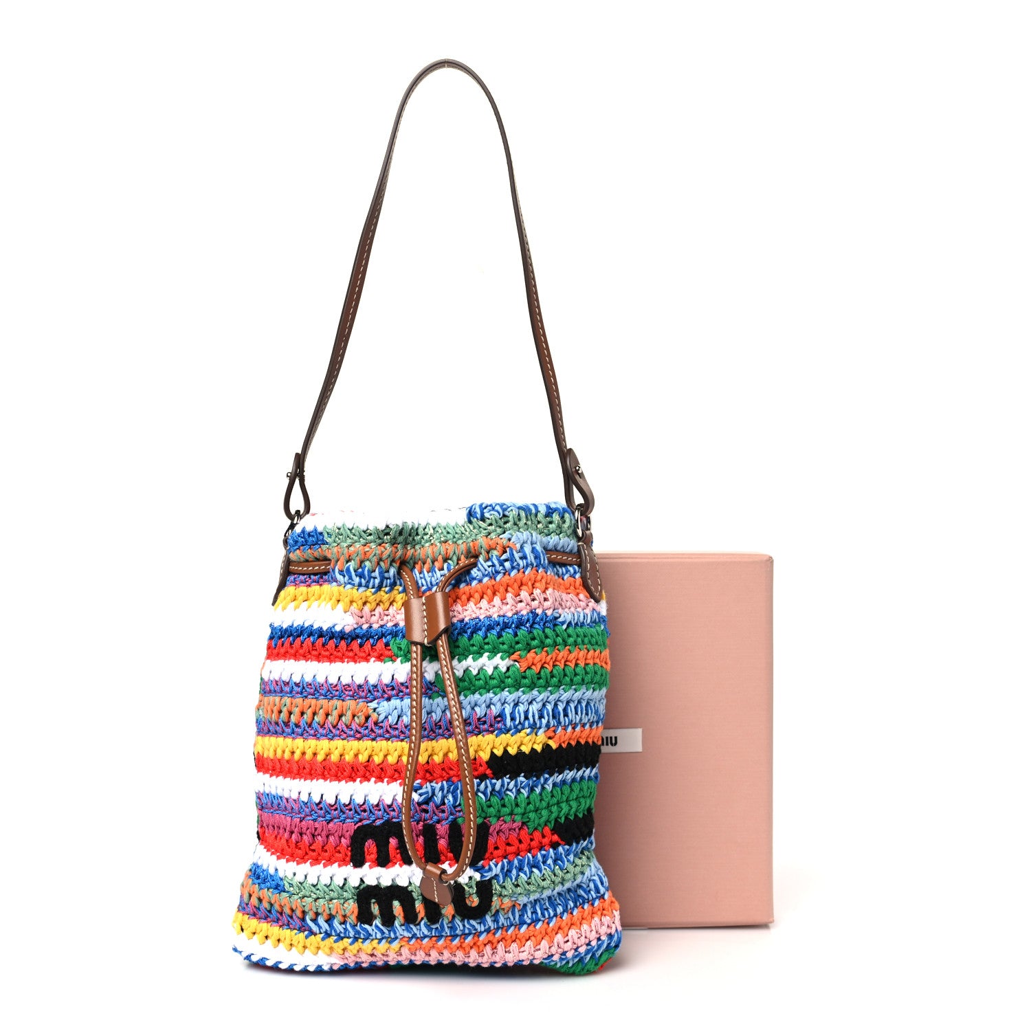 Miu Miu Fabric Crochet Drawstring Pouch Multicolor 9 of 9