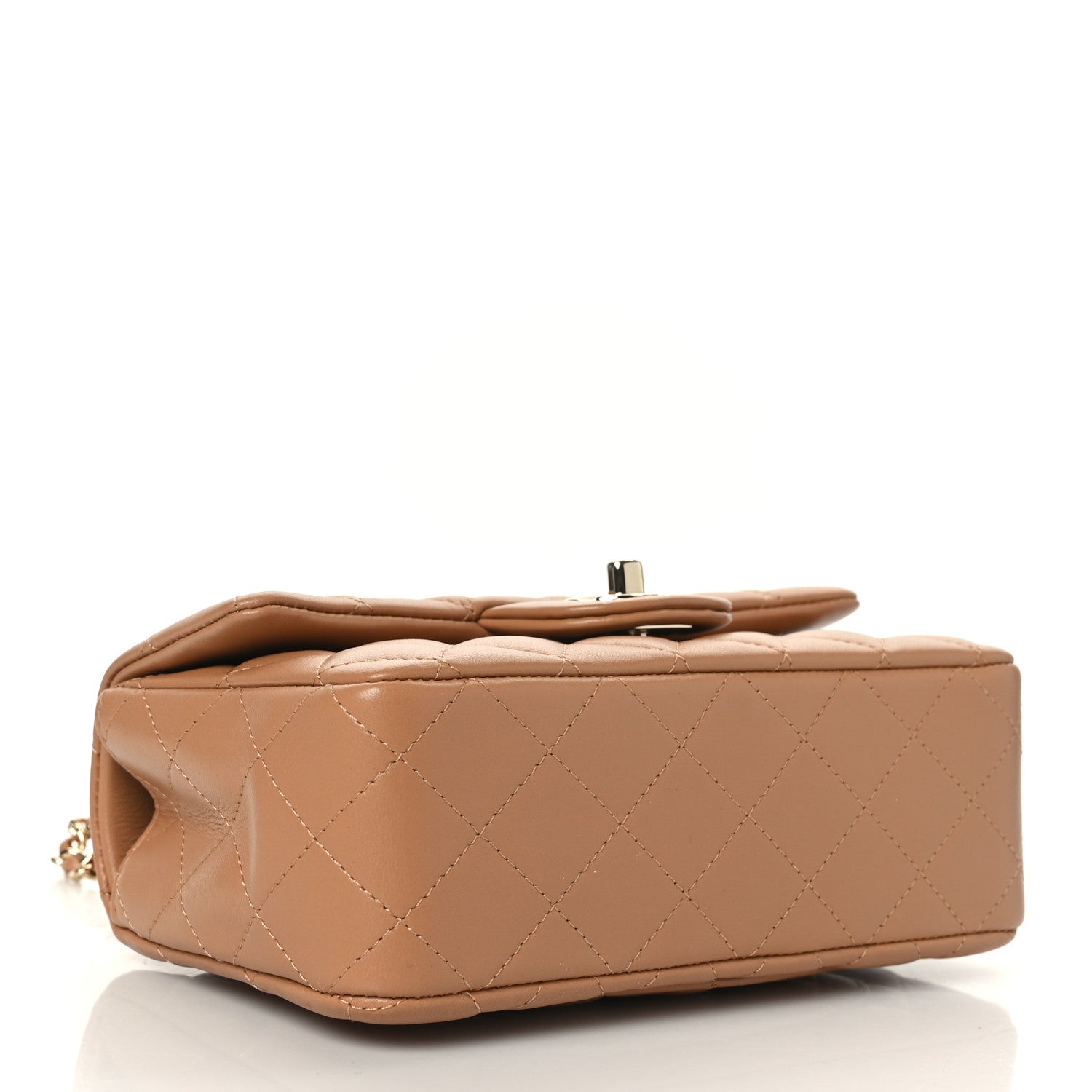 Chanel Lambskin Quilted Mini Top Handle Rectangular Flap Dark Beige 4 of 9