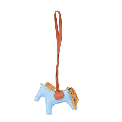 Hermes Milo Lambskin Grigri Rodeo Horse Bag Charm PM Celeste Naturel Bouton D'Or Cornaline 1 of 5