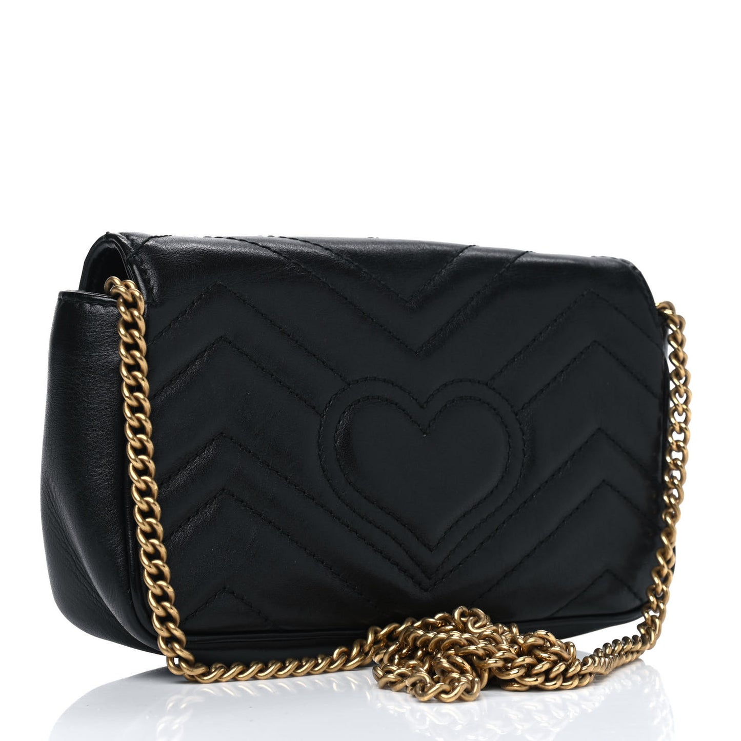 Calfskin Matelasse Super Mini GG Marmont Shoulder Bag Black