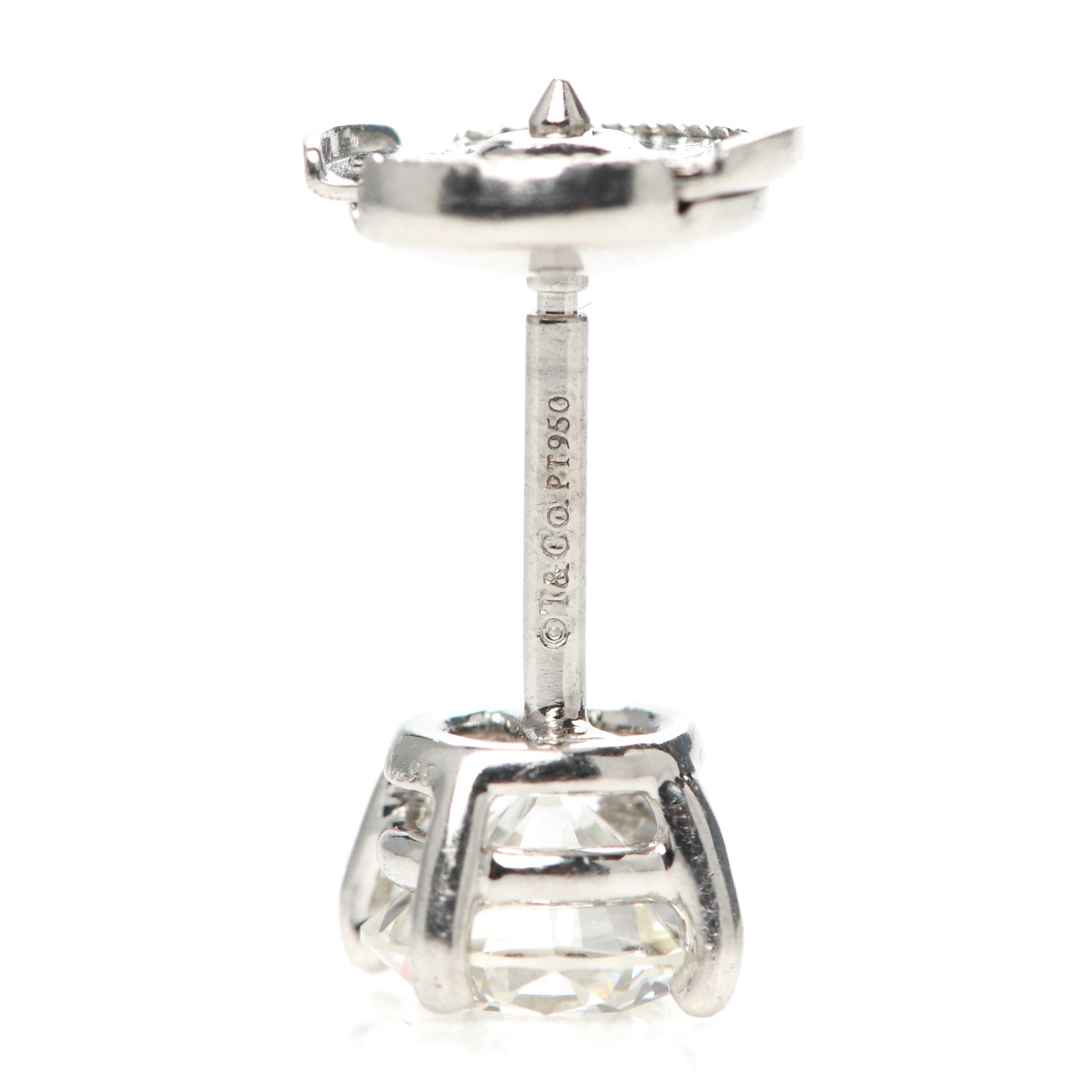 Tiffany Platinum Diamond 1.80ctw Solitaire Earrings 4 of 5