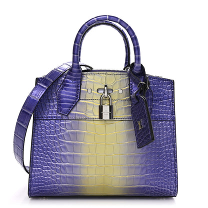Louis Vuitton Alligator Goatskin Mini City Steamer Purple Yellow 1 of 9