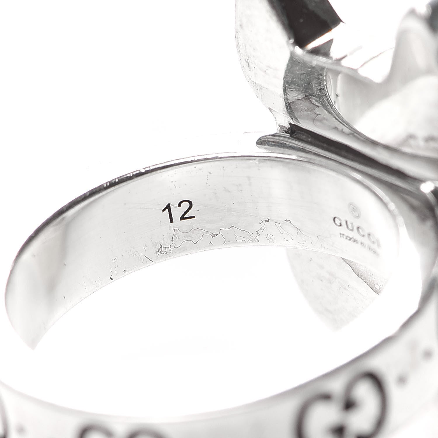 Gucci Sterling Silver Enamel Orso Ring 52 6 5 of 5