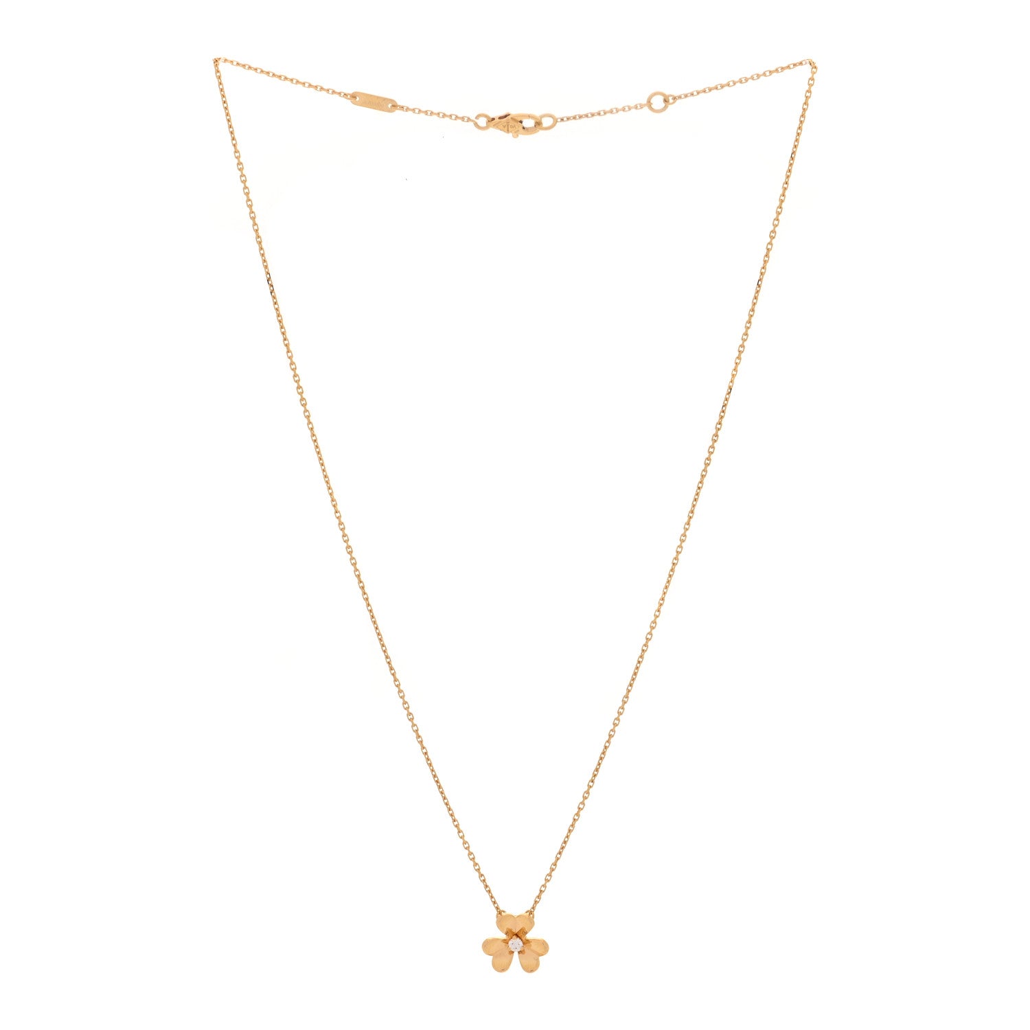 Van Cleef & Arpels 18K Yellow Gold Diamond Mini Frivole Pendant Necklace 3 of 6