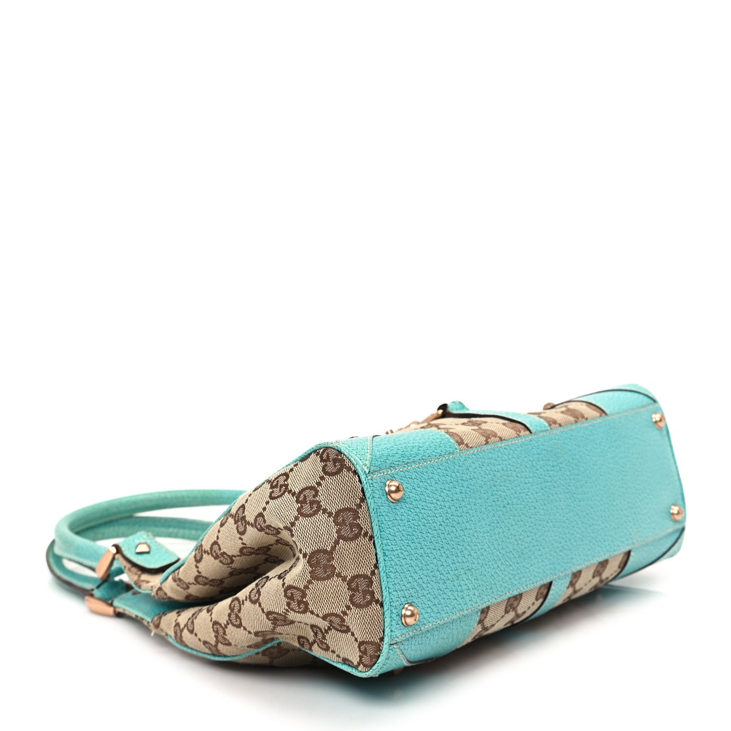Gucci Monogram Calfskin Large Bardot Shoulder Bag Turquoise 4 of 11