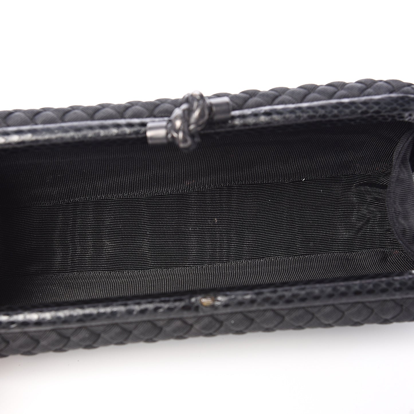 Satin Ayers Intreccio Impero Stretch Knot Clutch Black