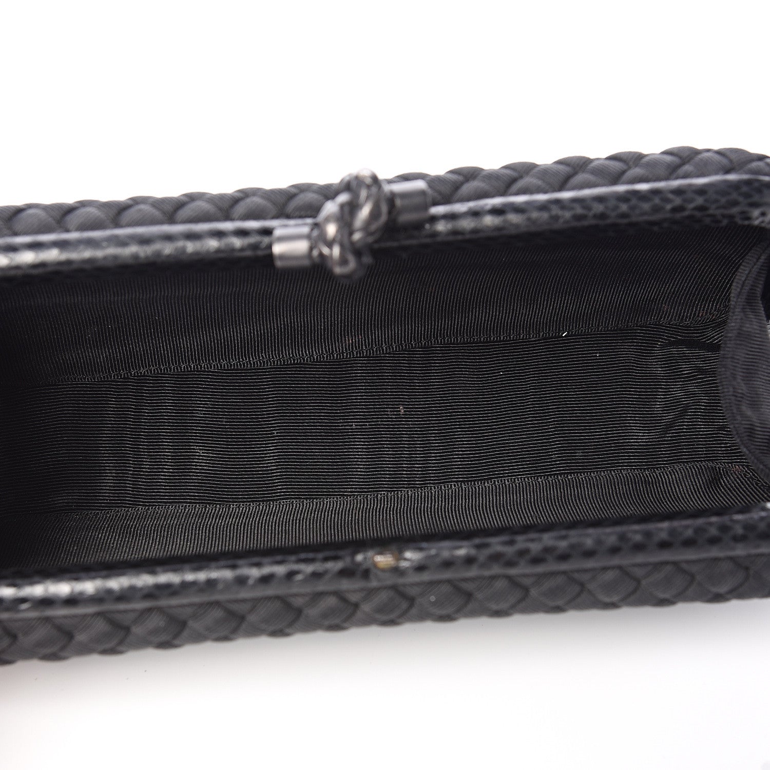 Bottega Veneta Satin Ayers Intreccio Impero Stretch Knot Clutch Black 4 of 7