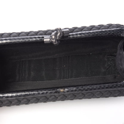 Bottega Veneta Satin Ayers Intreccio Impero Stretch Knot Clutch Black 4 of 7