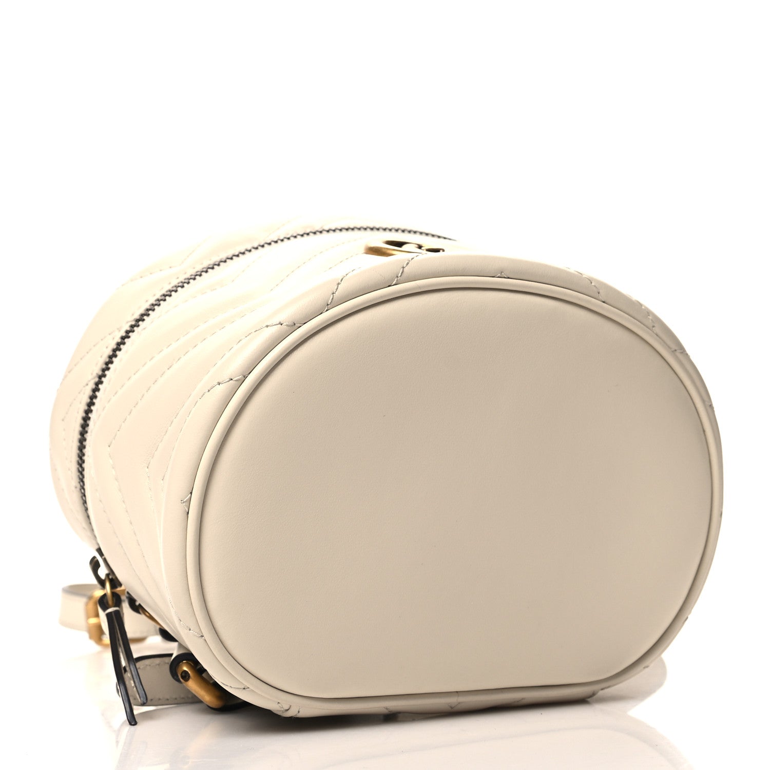 Gucci Calfskin Matelasse Mini GG Marmont Round Backpack White 4 of 11