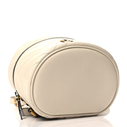 Gucci Calfskin Matelasse Mini GG Marmont Round Backpack White 4 of 11