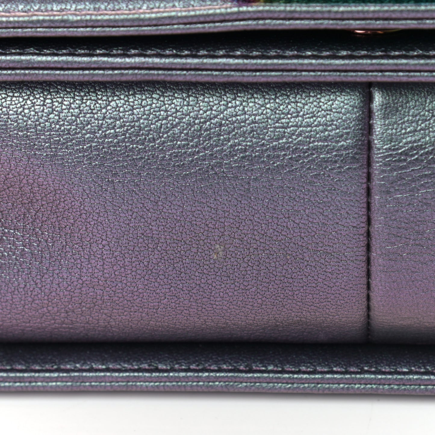 Iridescent Goatskin Quilted Medium Boy Flap Purple