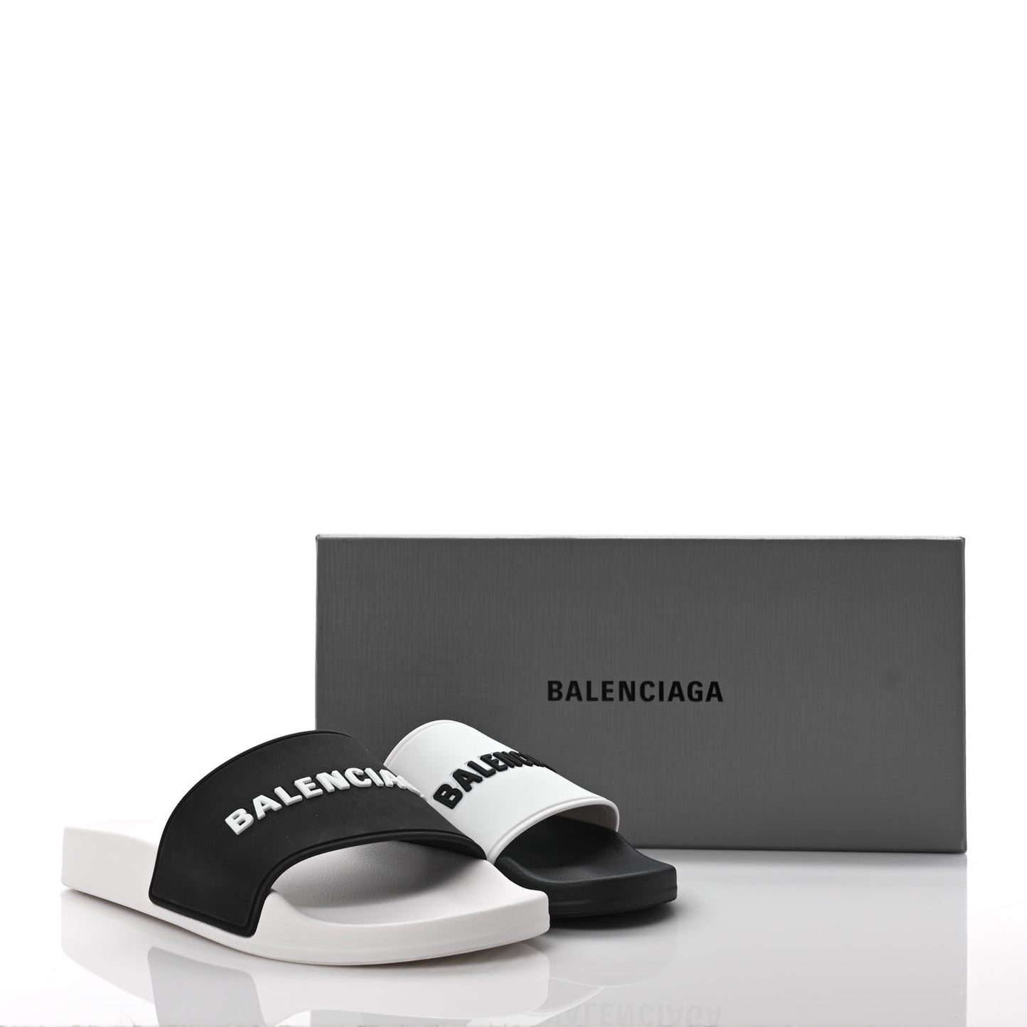 Rubber Womens Logo Pool Slide Sandals 39 Black White