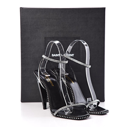 Saint Laurent Satin Crystal Robin 100 Ankle Strap Sandals 36.5 Black 11 of 11