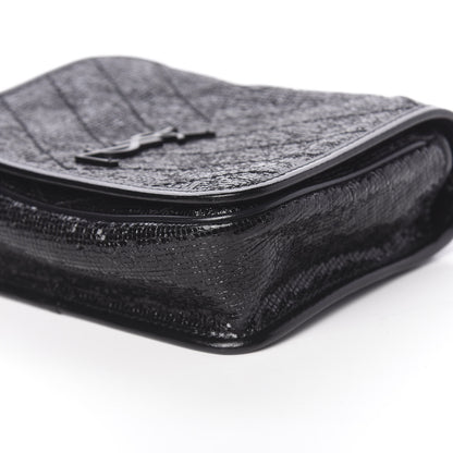 Saint Laurent Metallic Cracked Calfskin Monogram Niki Chain Wallet Black 8 of 10