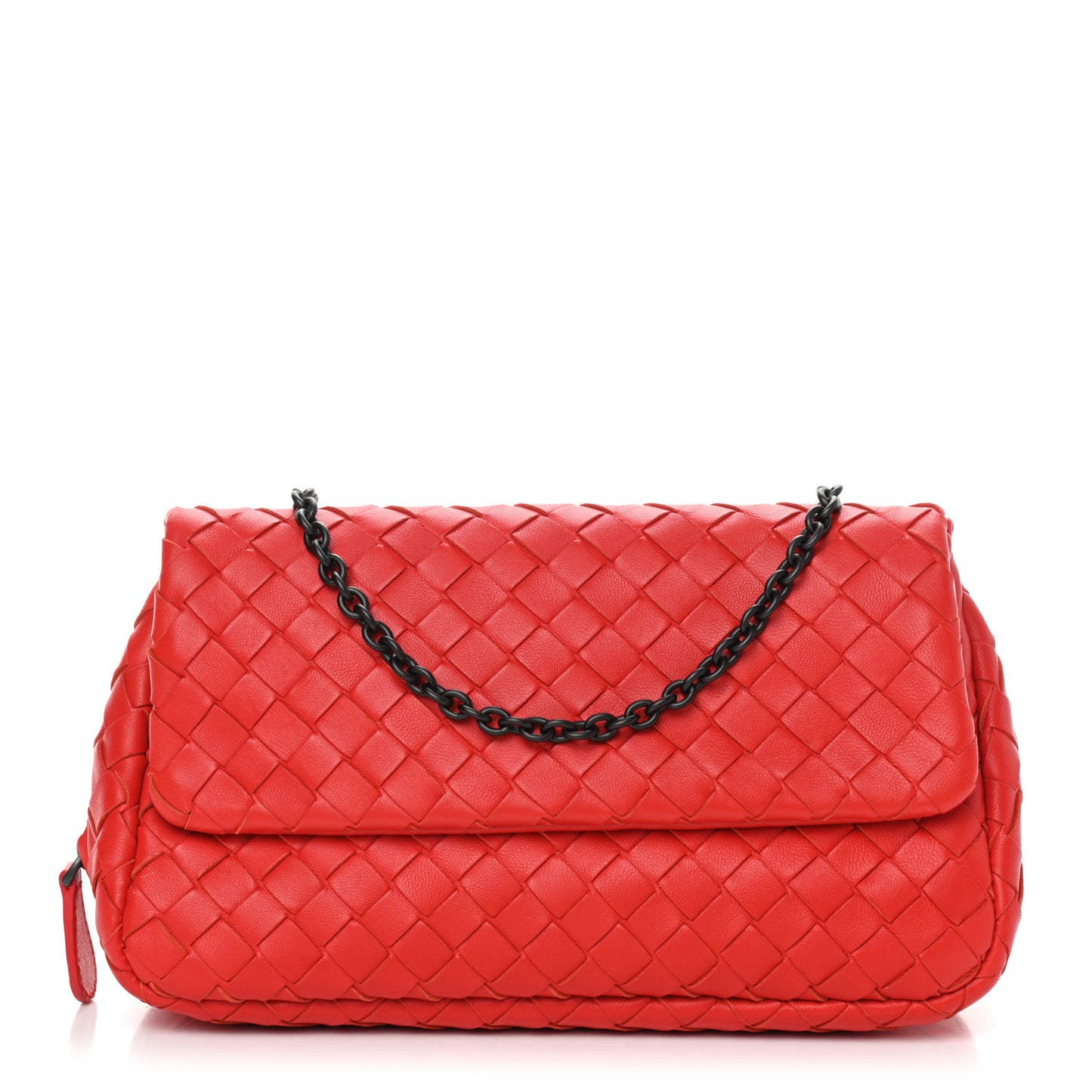 Nappa Intrecciato Mini Chain Messenger Red