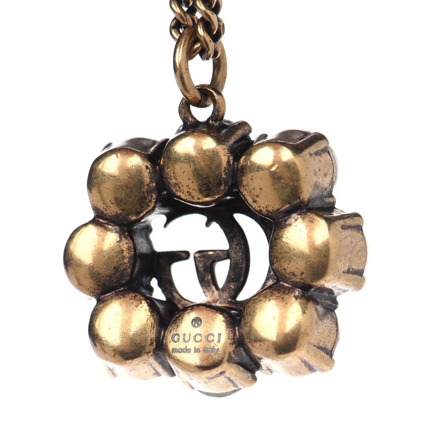 Crystal Embellished Double G Necklace Aged Gold