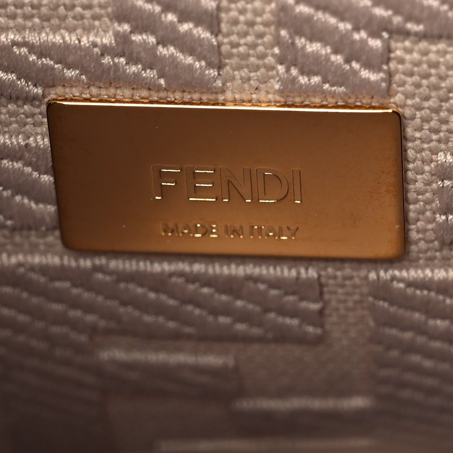 Fendi Vitello Seta Canvas FF Embroidered Mini Peekaboo Iconic Satchel Miele Scuro Poudre 6 of 9