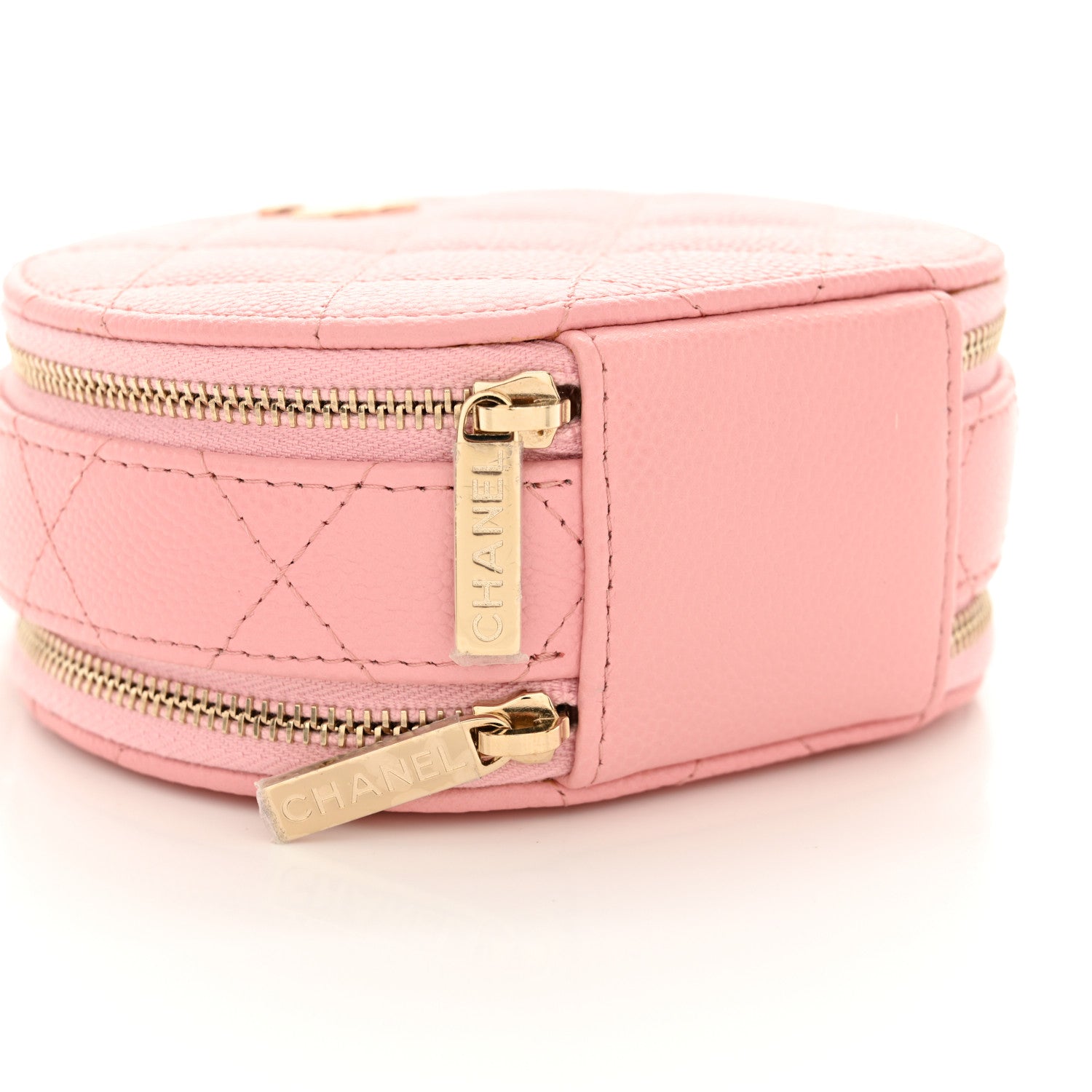 Chanel Caviar Quilted Round Handle With Care Vanity With Chain Pink 10 of 12
