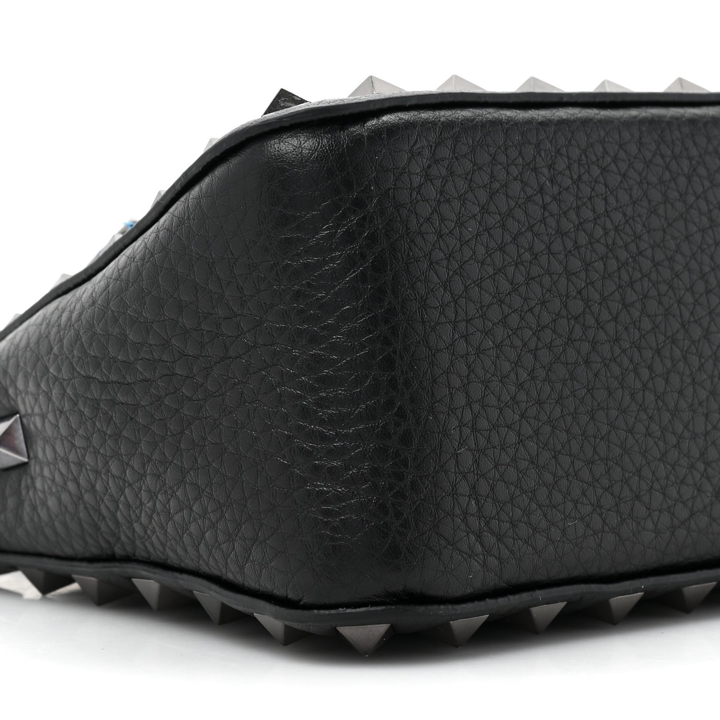 VALENTINO GARAVANI Pebbled Calfskin Small Rockstud Flip Lock Shoulder Bag Black