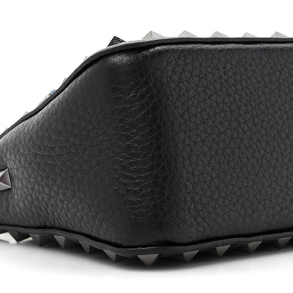 Valentino Garavani VALENTINO GARAVANI Pebbled Calfskin Small Rockstud Flip Lock Shoulder Bag Black 8 of 9