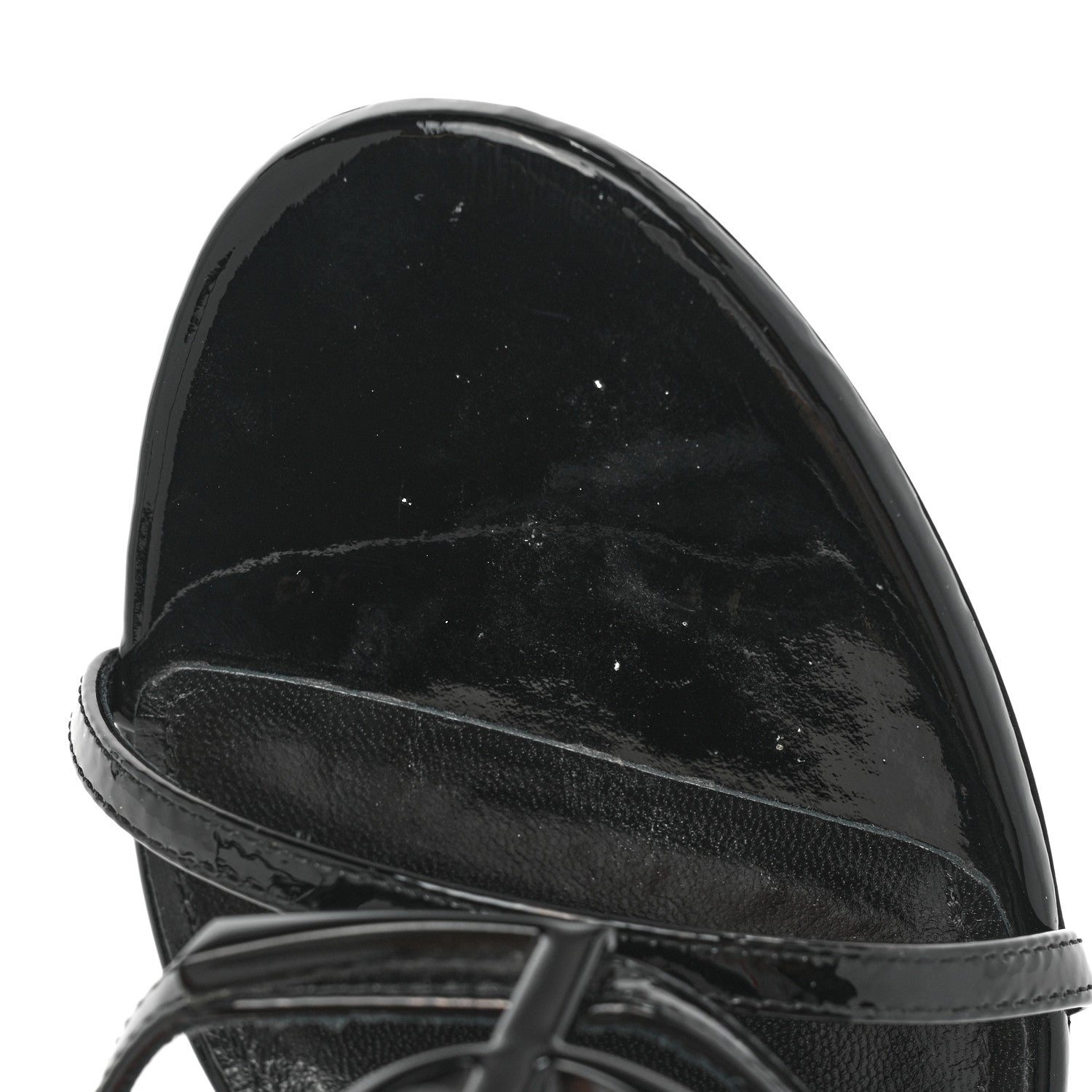 Saint Laurent Patent Calfskin Cassandra 110 Sandals 37 Black 10 of 11