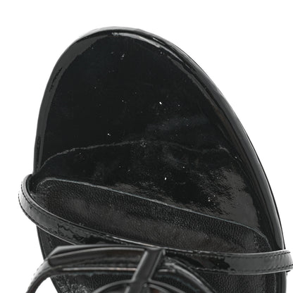 Saint Laurent Patent Calfskin Cassandra 110 Sandals 37 Black 10 of 11