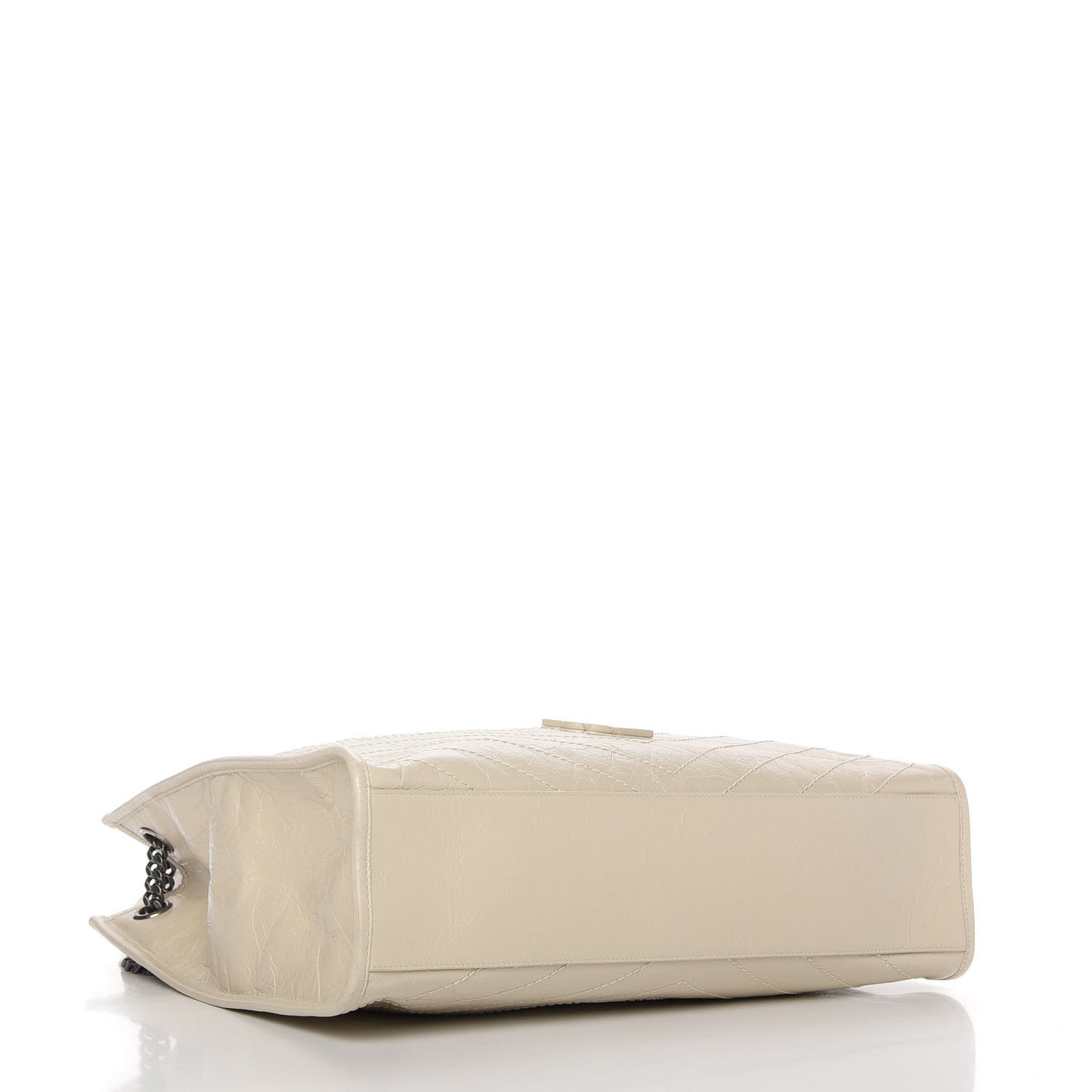 Crinkled Calfskin Matelasse Monogram Niki Shopper Tote Crema Soft