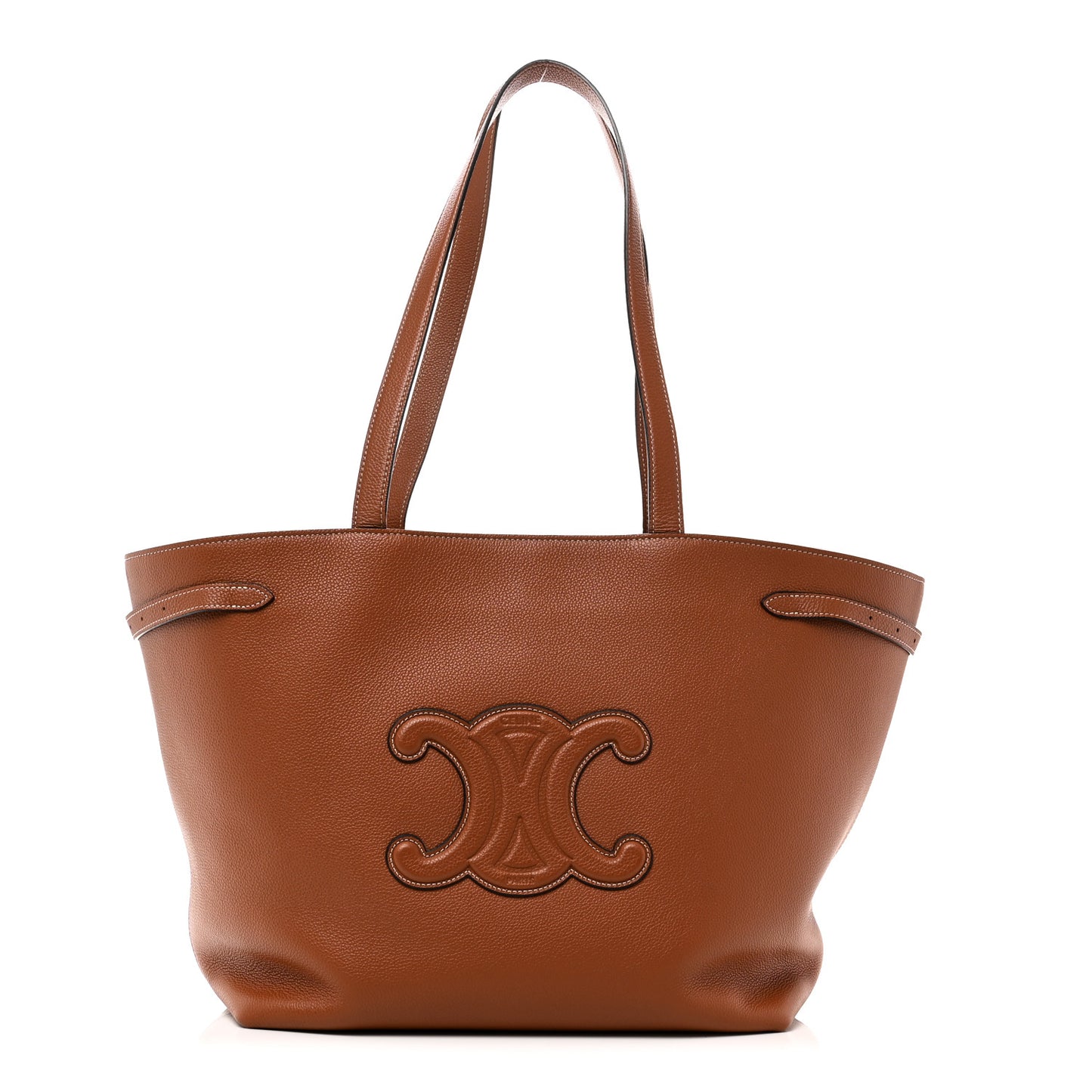 Grained Calfskin Triomphe Medium Cabas Anais Tan