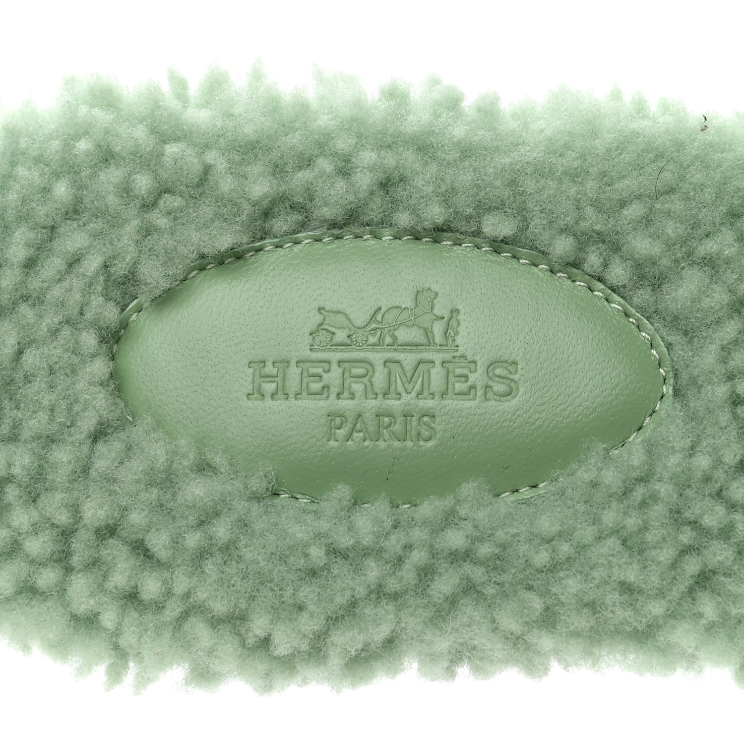 Hermes Woolskin Oran Sandals 37.5 Vert D’Eau 7 of 8