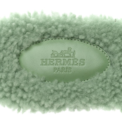 Hermes Woolskin Oran Sandals 37.5 Vert D’Eau 7 of 8