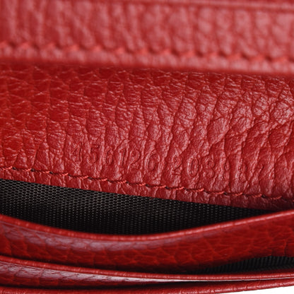 Gucci Pebbled Calfskin GG Marmont Card Case Hibiscus Red 9 of 10