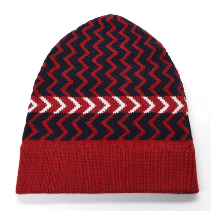 Gucci Wool Tricot Zaggede Beanie Hat M Red Blue 3 of 4