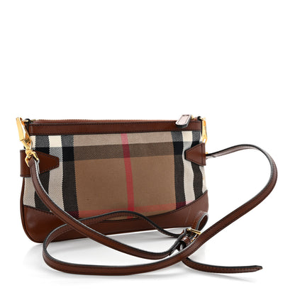 Burberry House Check Bridle Calfskin Peyton Crossbody Dark Tan 3 of 10