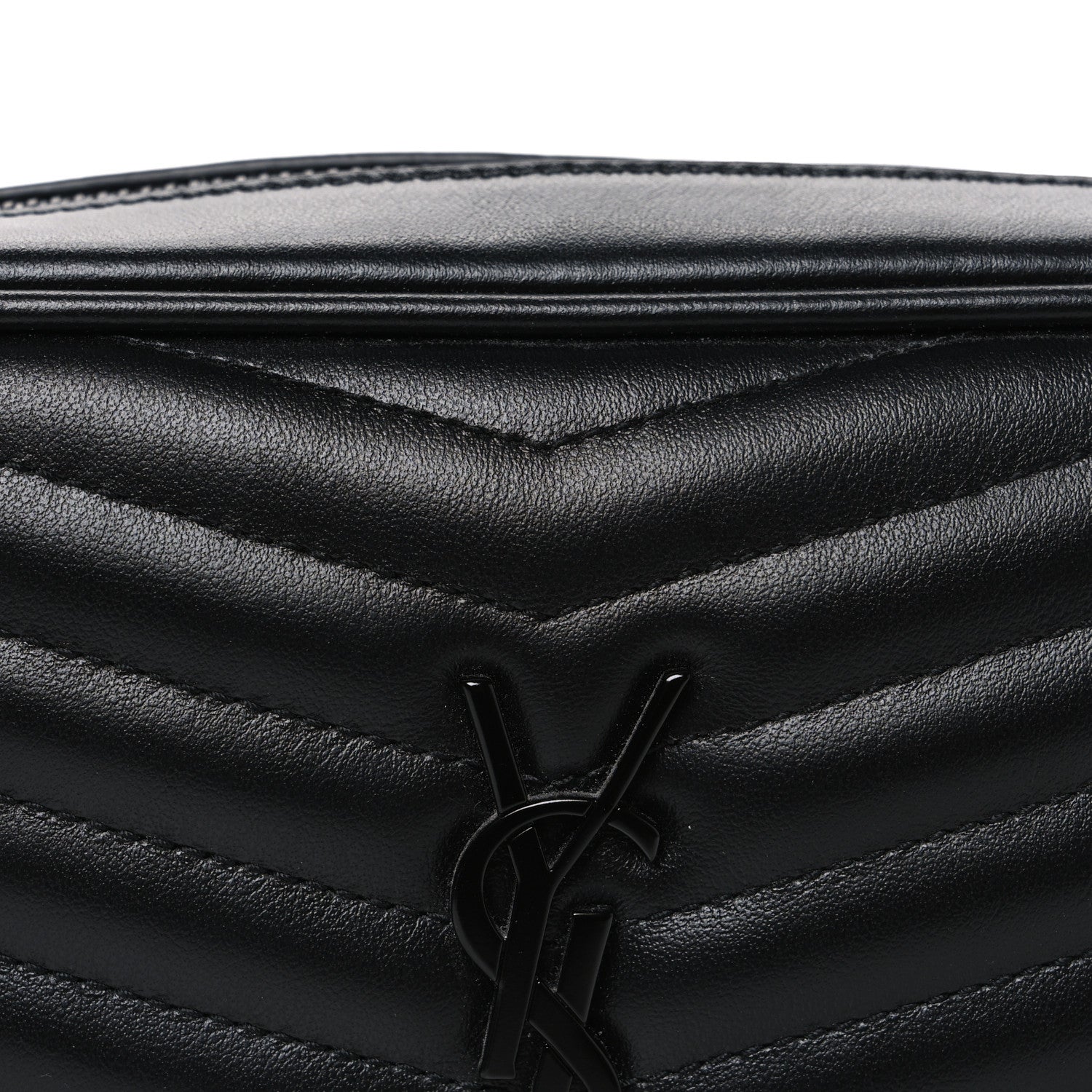 Saint Laurent Calfskin Matelasse Monochrome Monogram Mini Lou Camera Bag Black 8 of 10