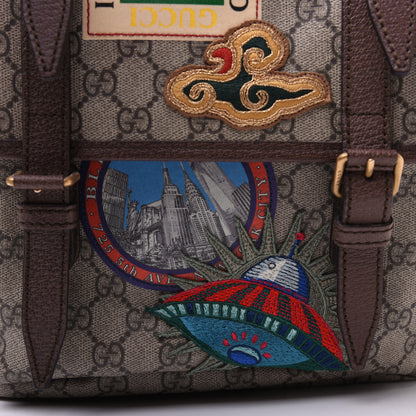 Gucci Soft GG Supreme Monogram Courrier Web Double Buckle Backpack Beige New Acero 16 of 19