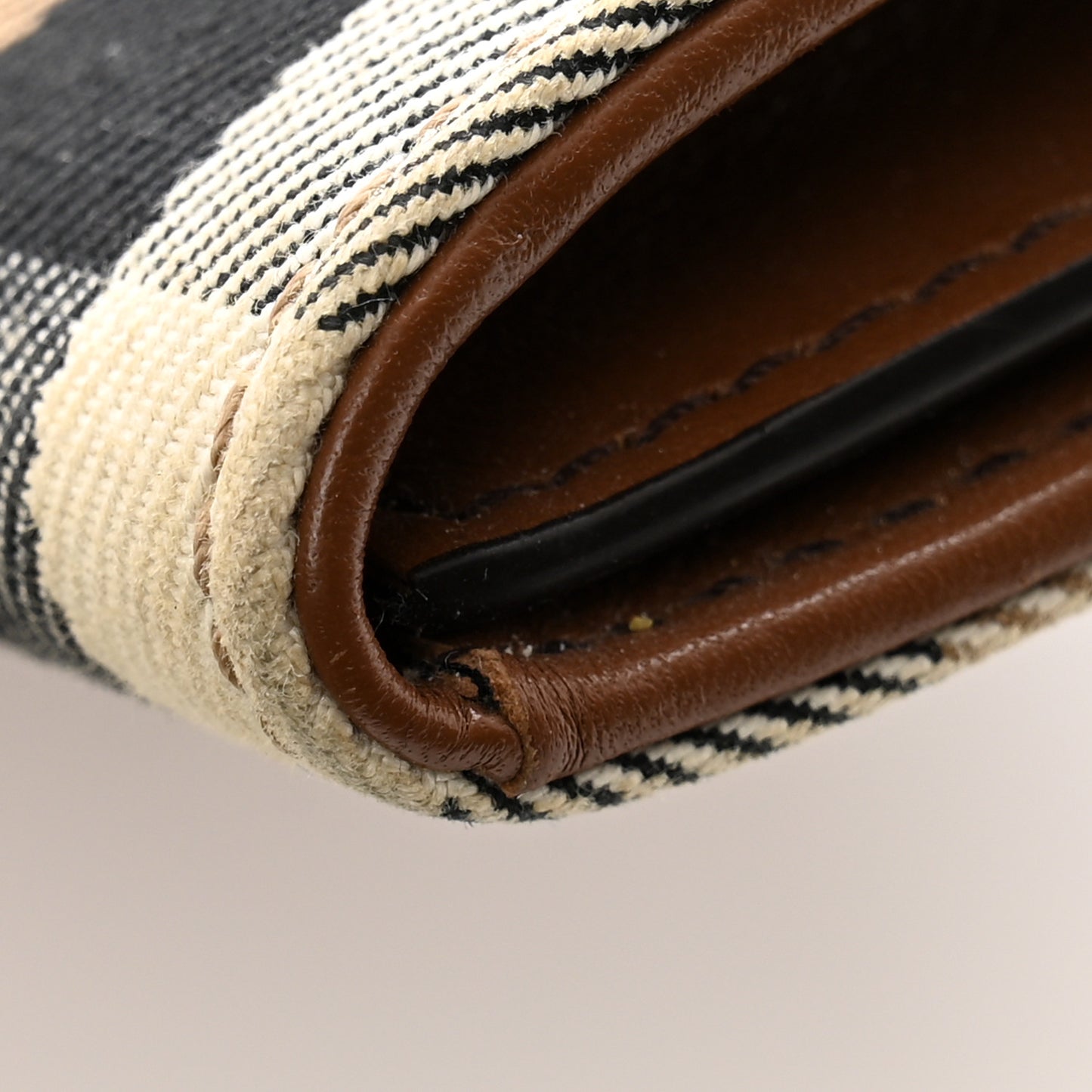 Grainy Calfskin House Check Continental Wallet Tan