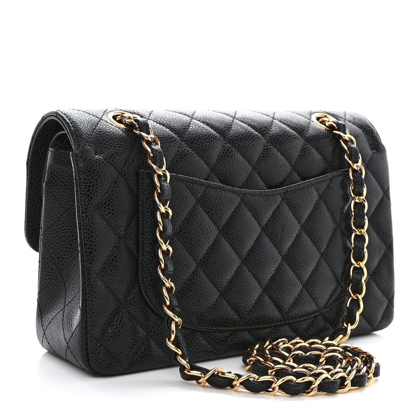 Caviar Quilted Small Double Flap Black