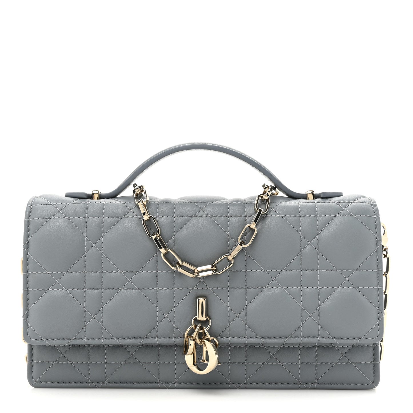 Lambskin Cannage Mini My Dior Top Handle Clutch Cloud Blue