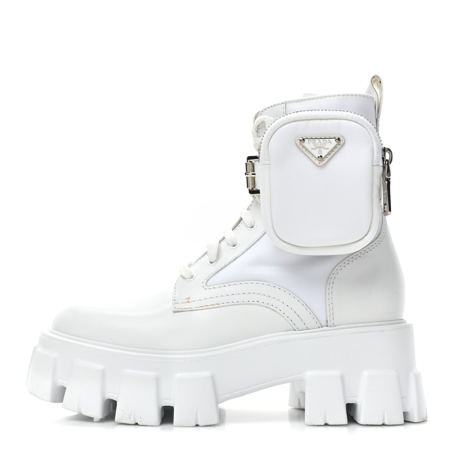 Spazzolato Rois Re-Nylon Metal Triangle Logo Monolith Pouch Pocket 55mm Boots 36 White