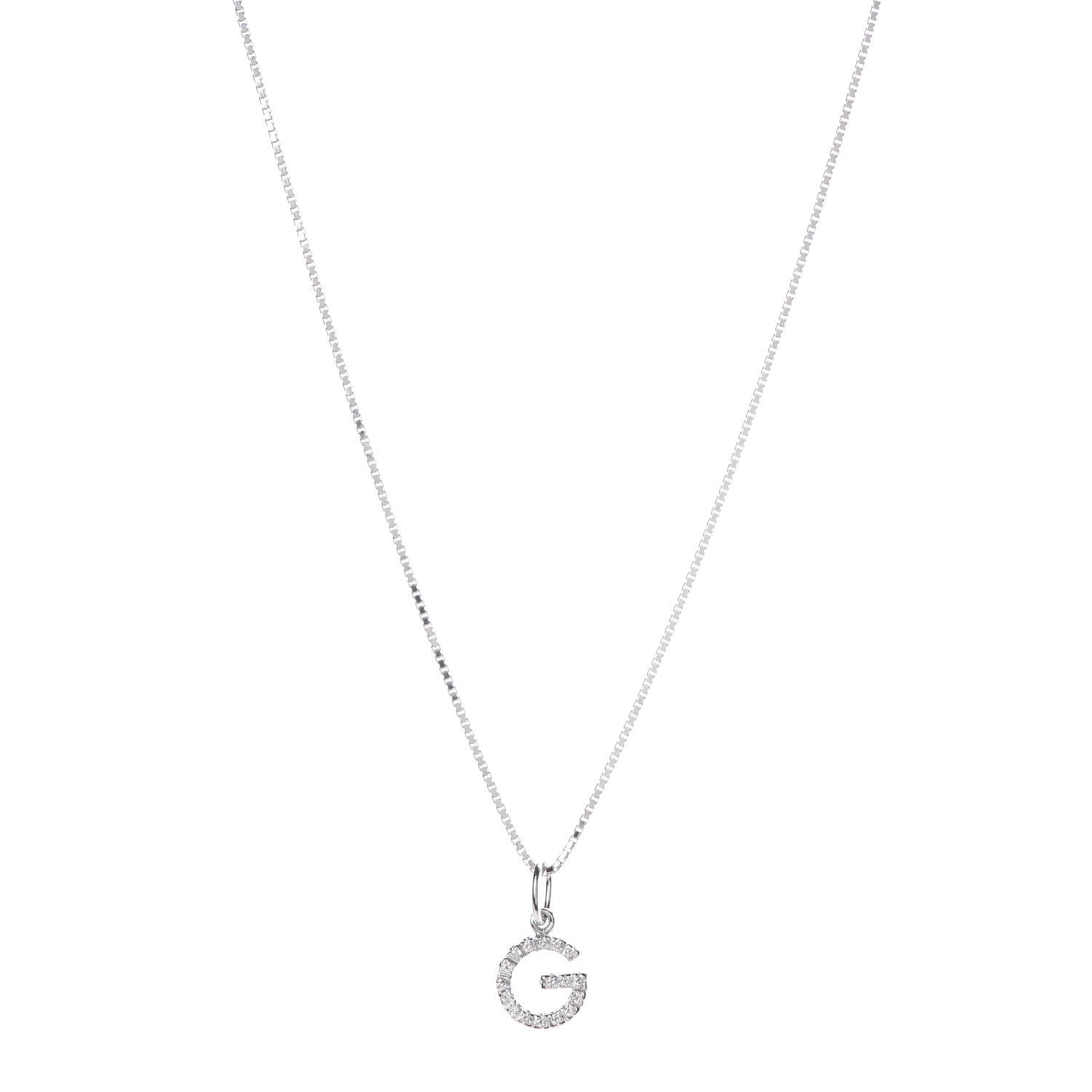 Gucci 18K White Gold Diamond G Pendant Necklace 1 of 7