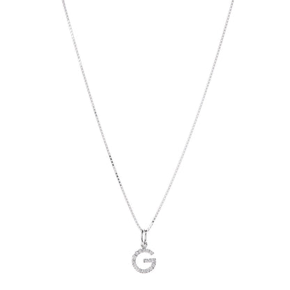 Gucci 18K White Gold Diamond G Pendant Necklace 1 of 7
