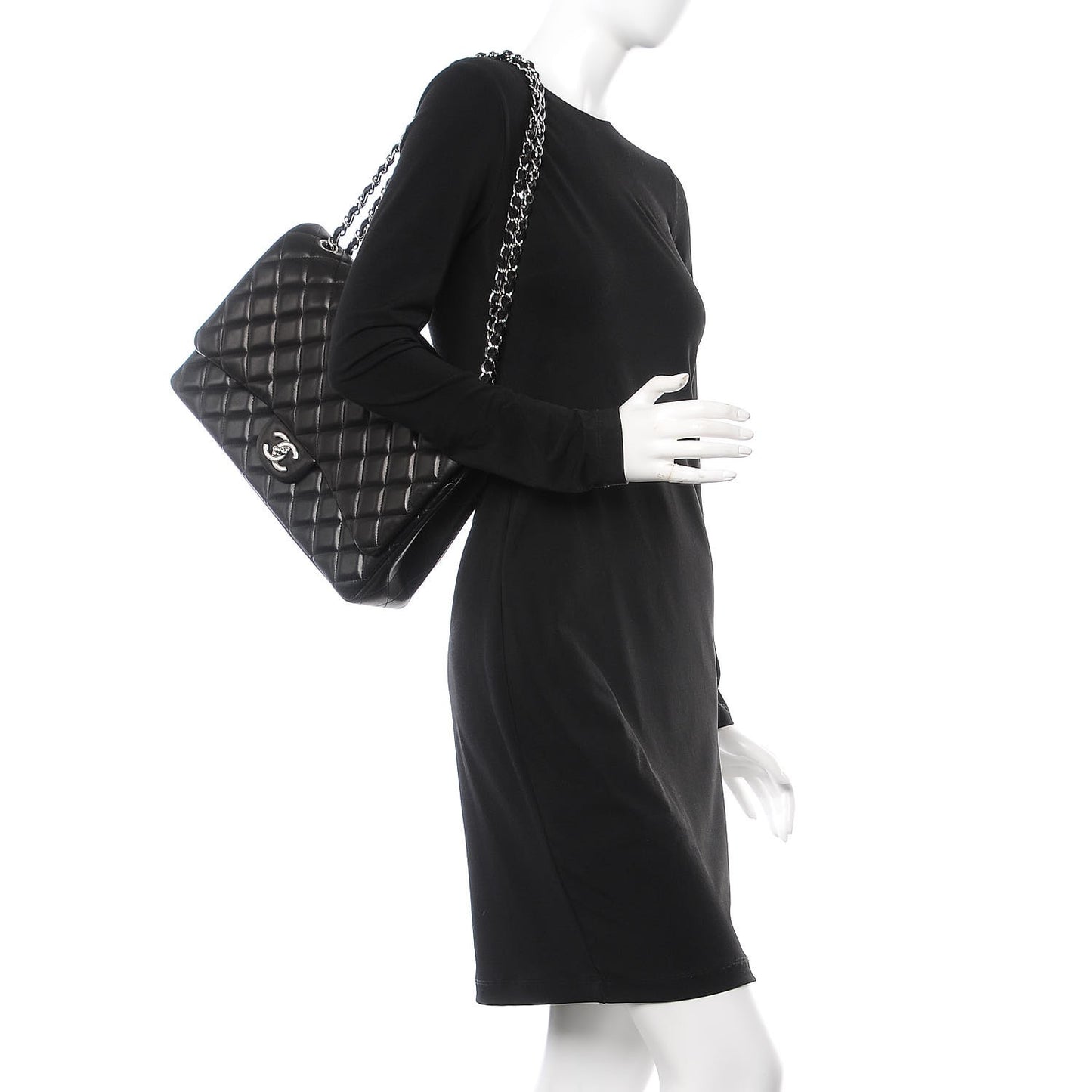 Lambskin Quilted Maxi Double Flap Black