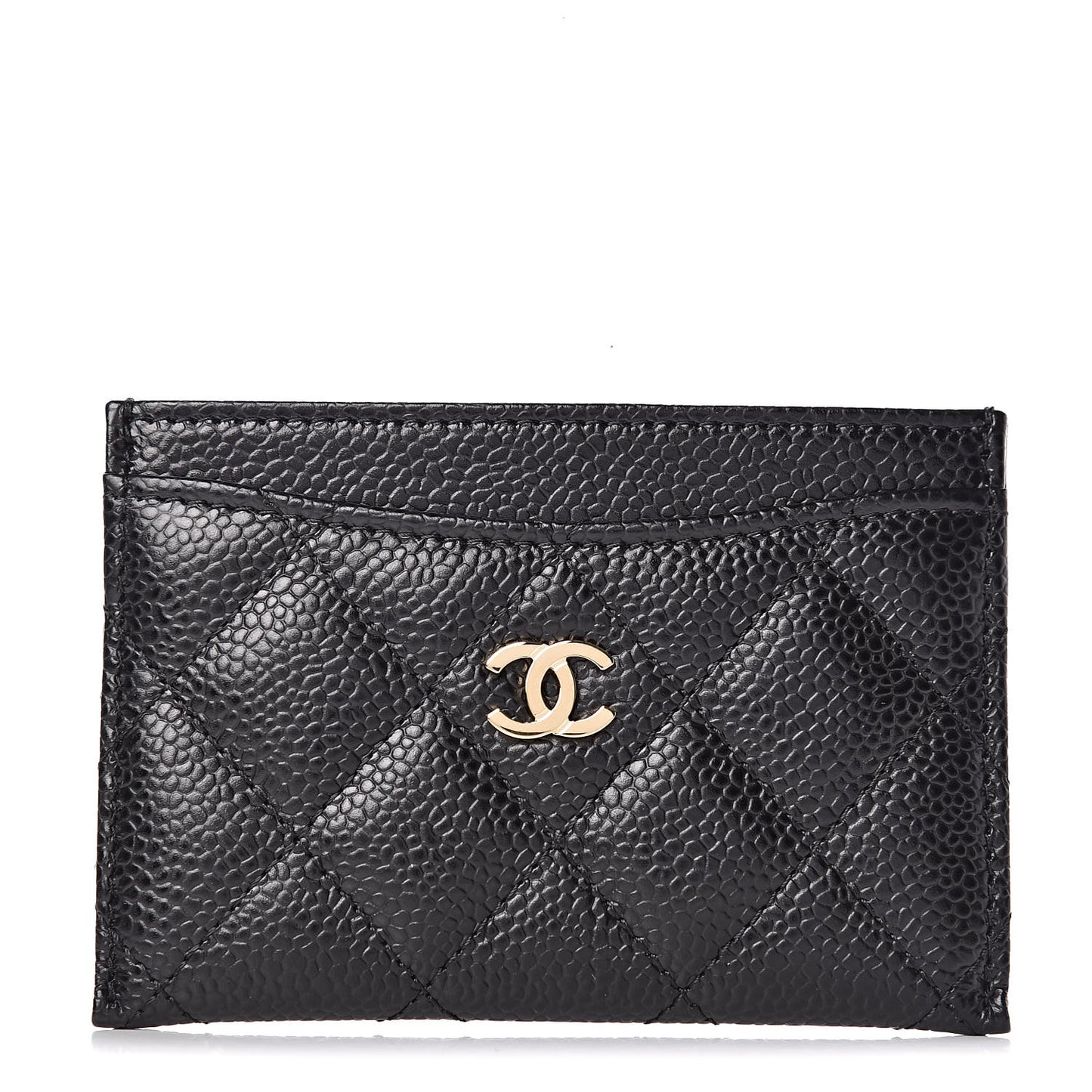 Caviar Quilted Card Holder Black