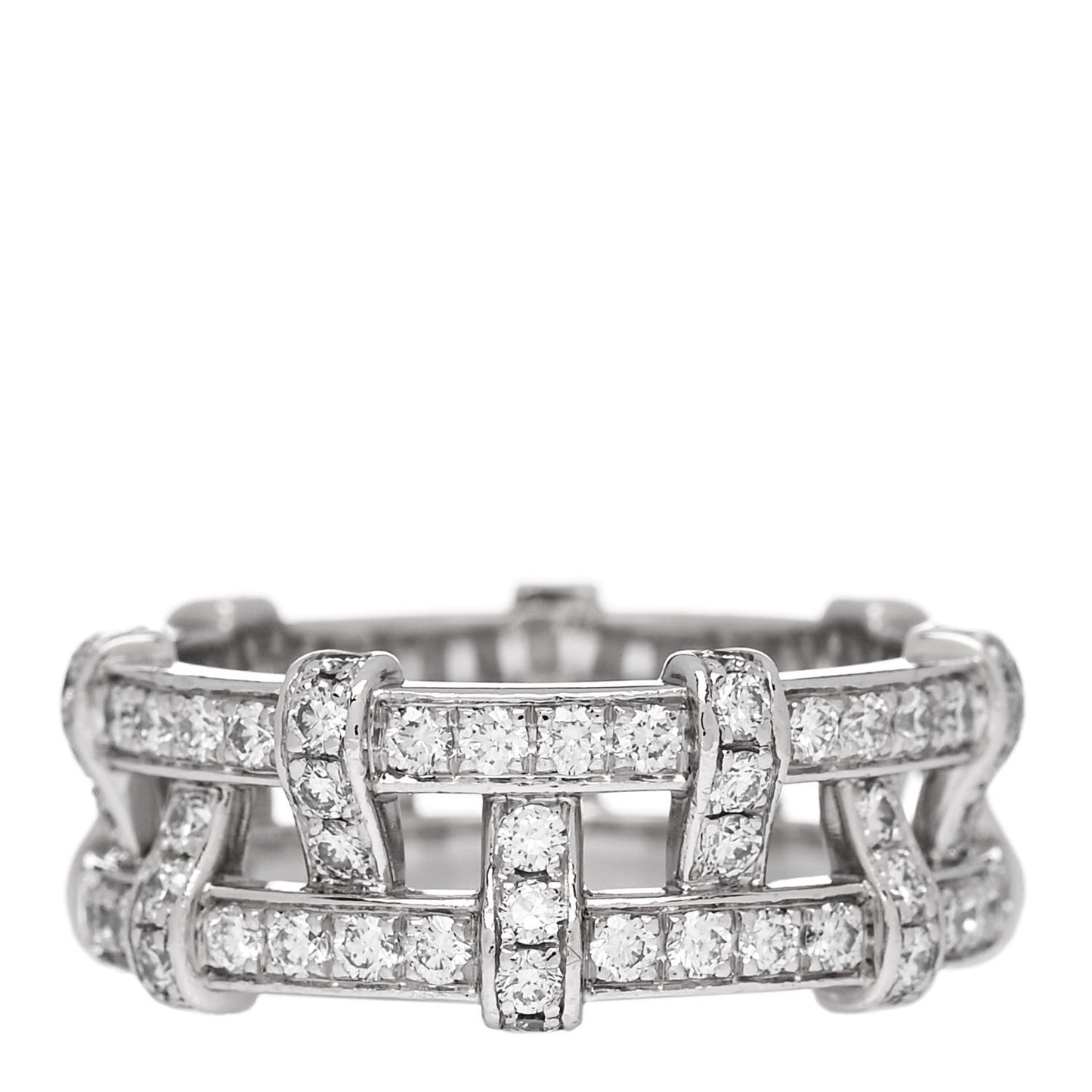 Platinum Diamond Weave Band Ring 54 7