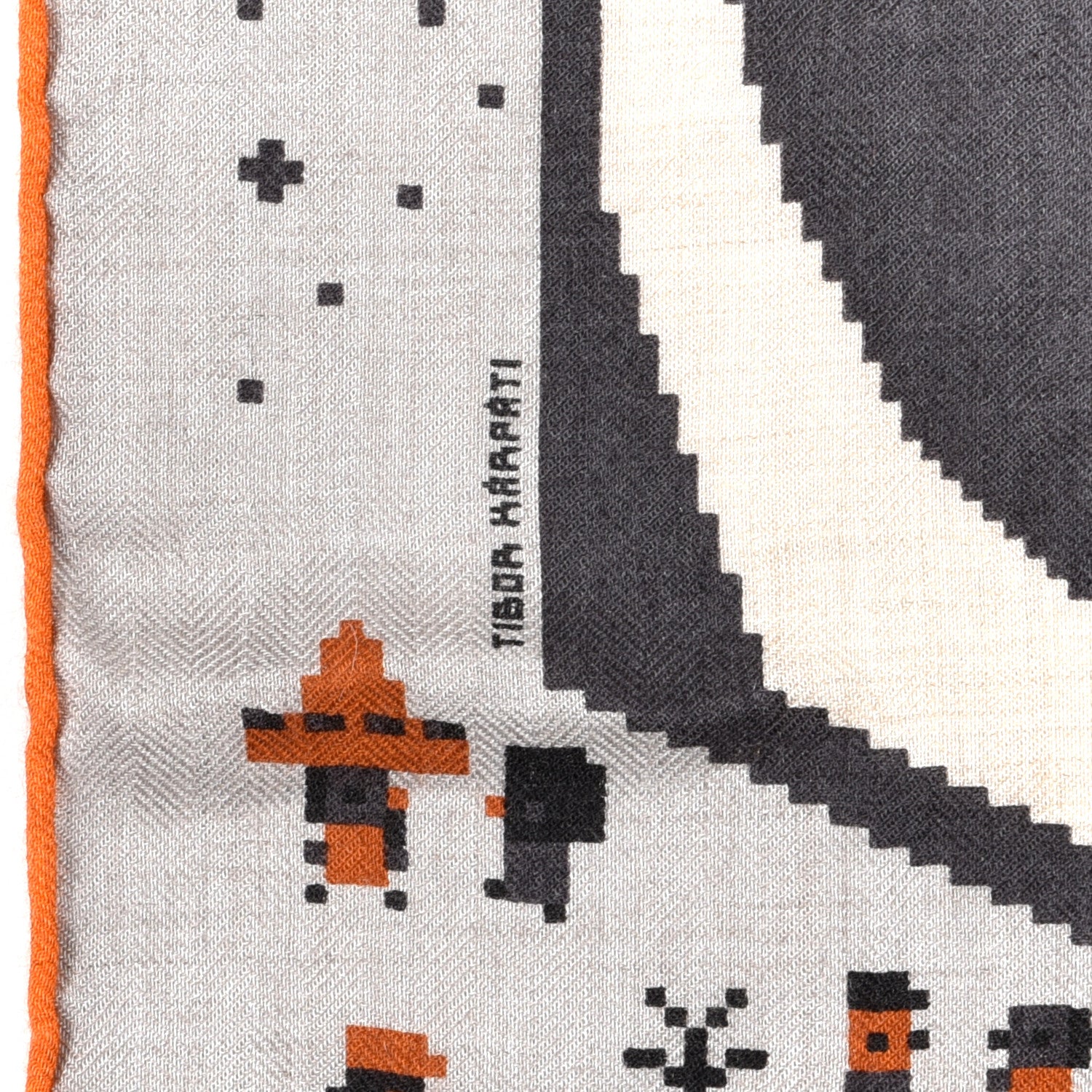 Hermes Cashmere Silk Faubourg Party Scarf 100 Naturel Taupe Orange 3 of 5