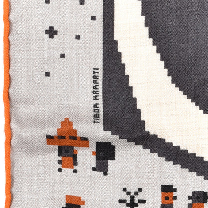Hermes Cashmere Silk Faubourg Party Scarf 100 Naturel Taupe Orange 3 of 5