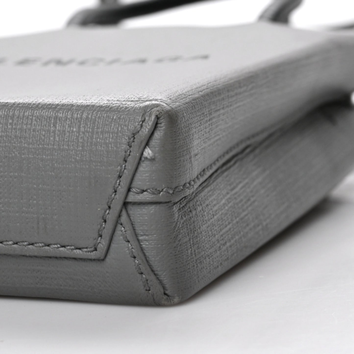 Squared Calfskin Logo Shopping Phone Holder Bag Balenciaga Grey