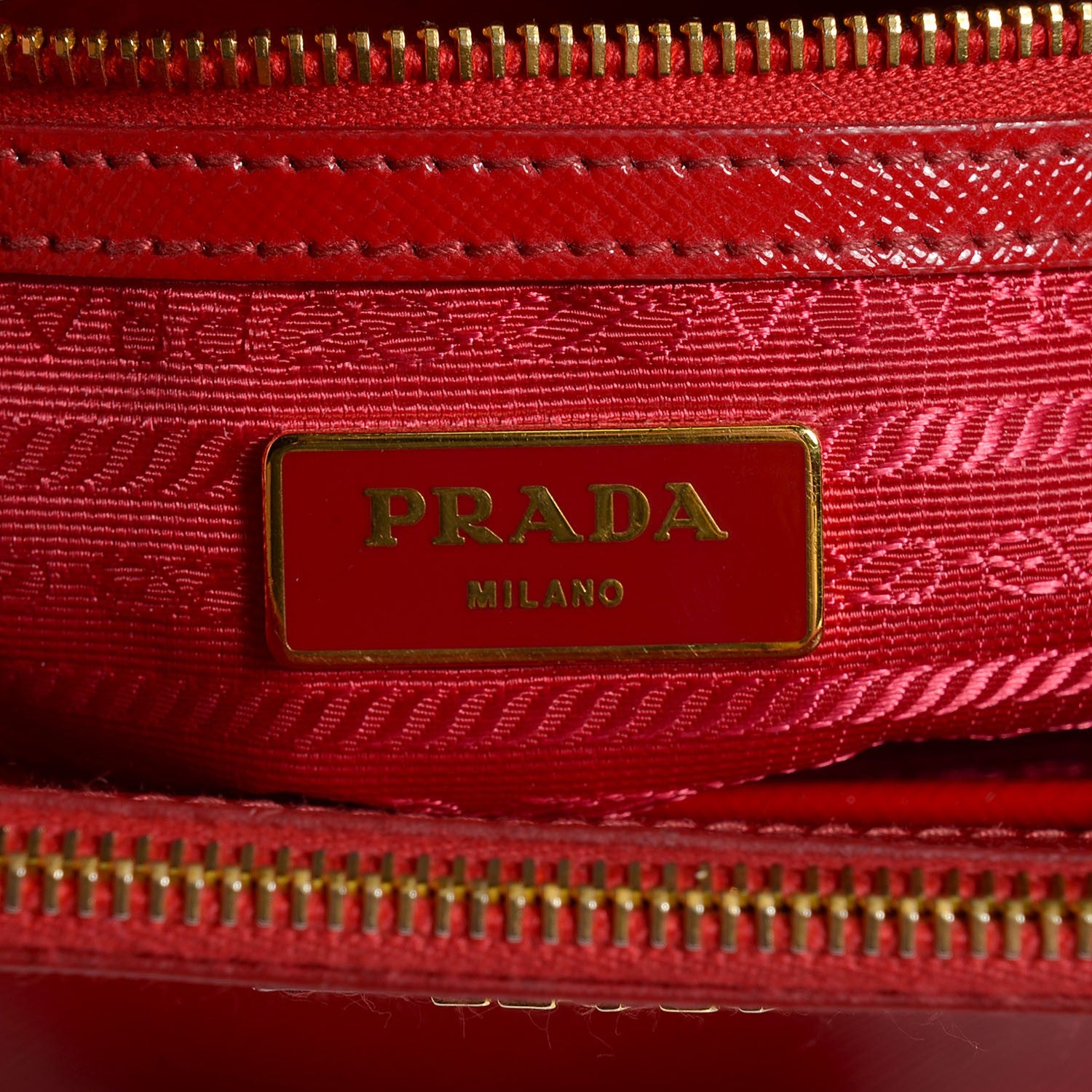 Prada Saffiano Vernice Mini Double Zip Tote Rosso 5 of 9